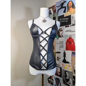 Faux Leather Lace Up Corset